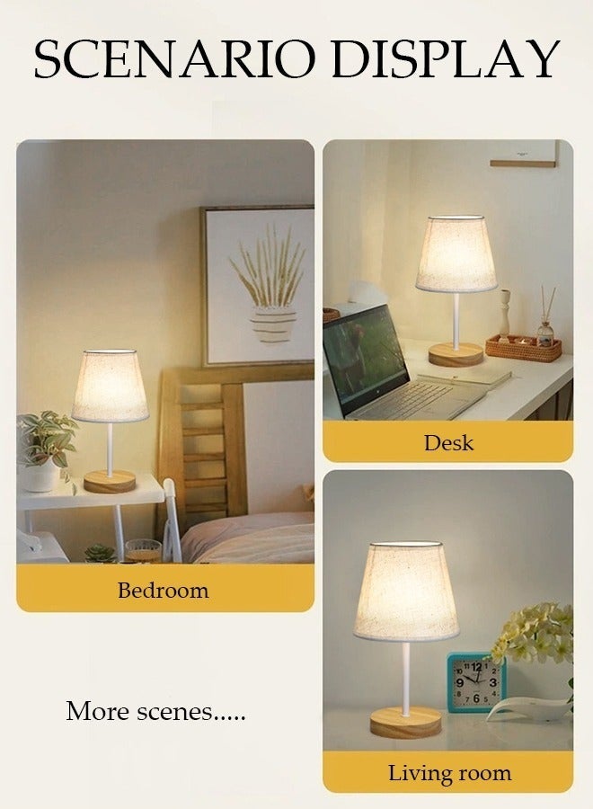 Arabest Remote Control Timed Dimming LED Light Source Bedroom Desk Lamp USB Bedside Wooden Lamp Night light, With Circular Fabric Lampshade, Suitable For Home Bedrooms, Living Rooms, Offices - Image 3